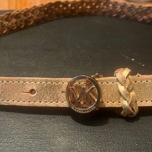 Michael Kors Tan and gold Leather Braided Belt